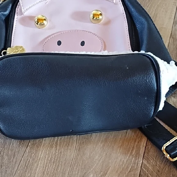 Cute Pink Piglet Accent Black Mini Backpack - Picture 4 of 8